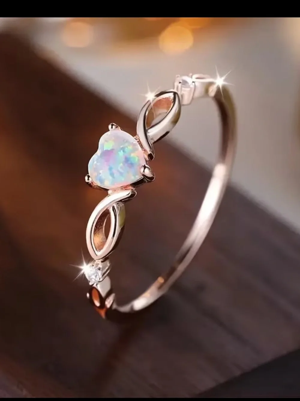 Rose Gold Heart Opal Ring